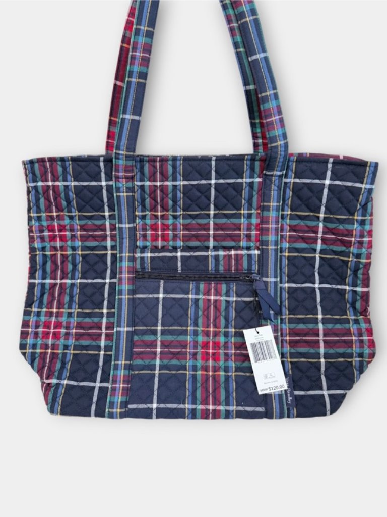 New! Vera Bradley Cotton Vera Tote Bag Tote Tartan Plaid